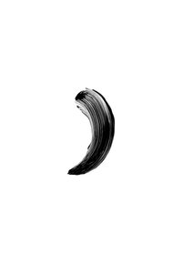 Pennellata nera a forma di mezzaluna, che mostra spessori variabili e una consistenza liscia su sfondo bianco.
