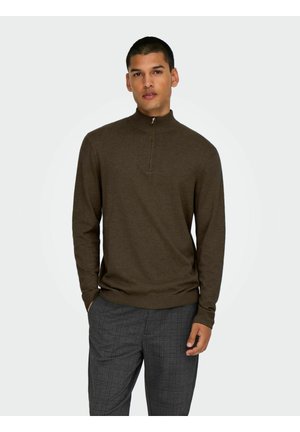 ONSLOUI REG  MEL HALF ZIP NOOS - Striktrøje - coffee bean