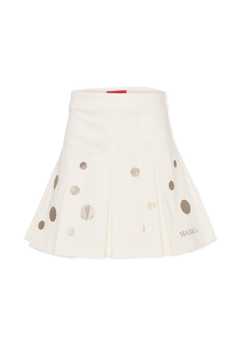 Witte geplooide rok met metallic gouden stippen, gemaakt van een katoenmix. Voorzien van een logolabel aan de zoom.
