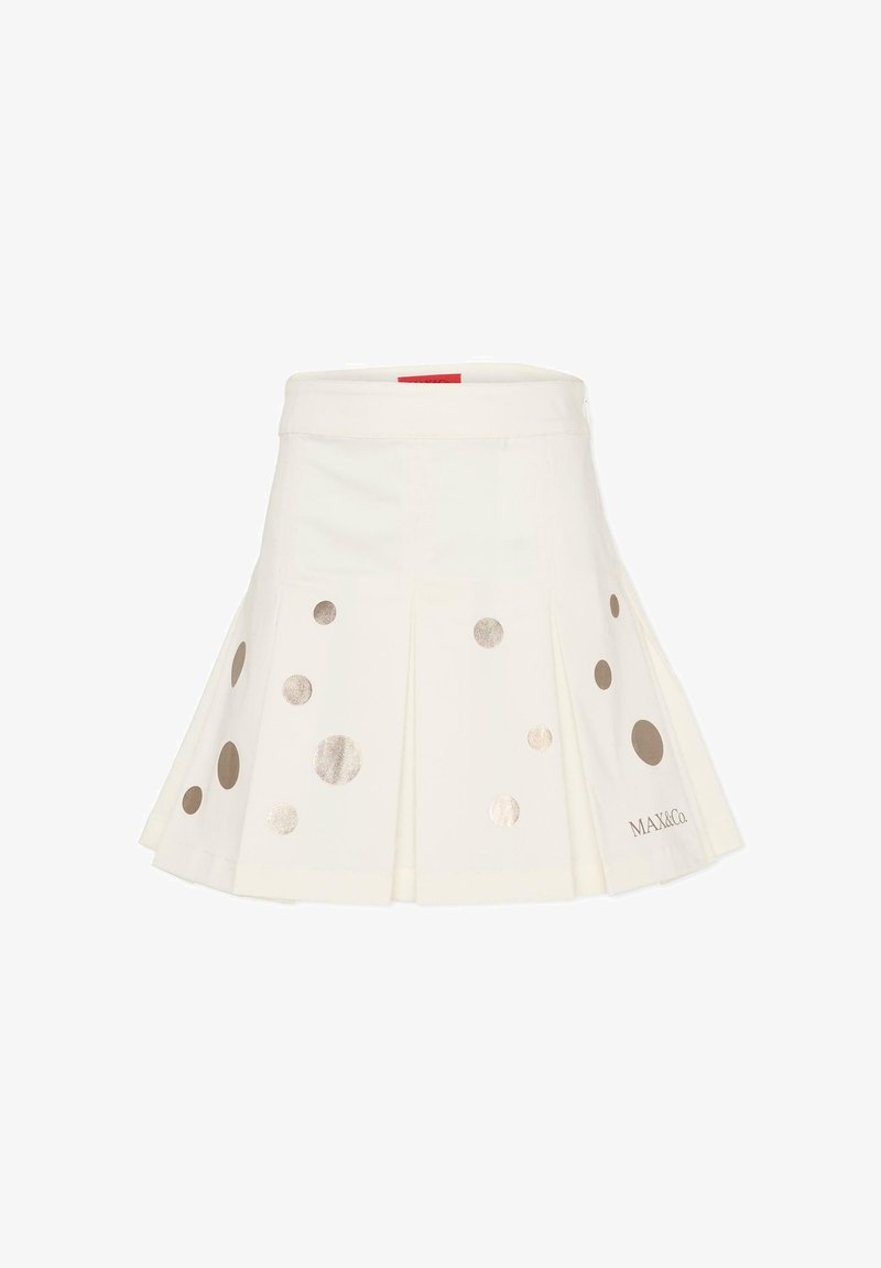 Witte geplooide rok met metallic gouden stippen, gemaakt van een katoenmix. Voorzien van een logolabel aan de zoom.
