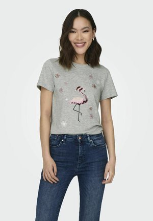 ONLY T-shirt print - light grey melange
