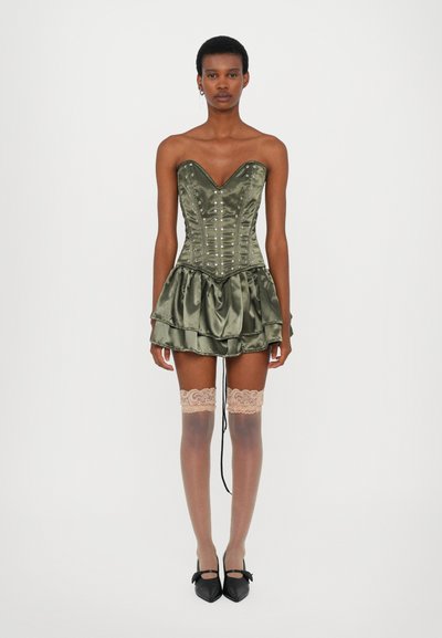 Sinead Gorey STUDDED CORSET MINI DRESS - Koktailové šaty/večierkové šaty - khaki