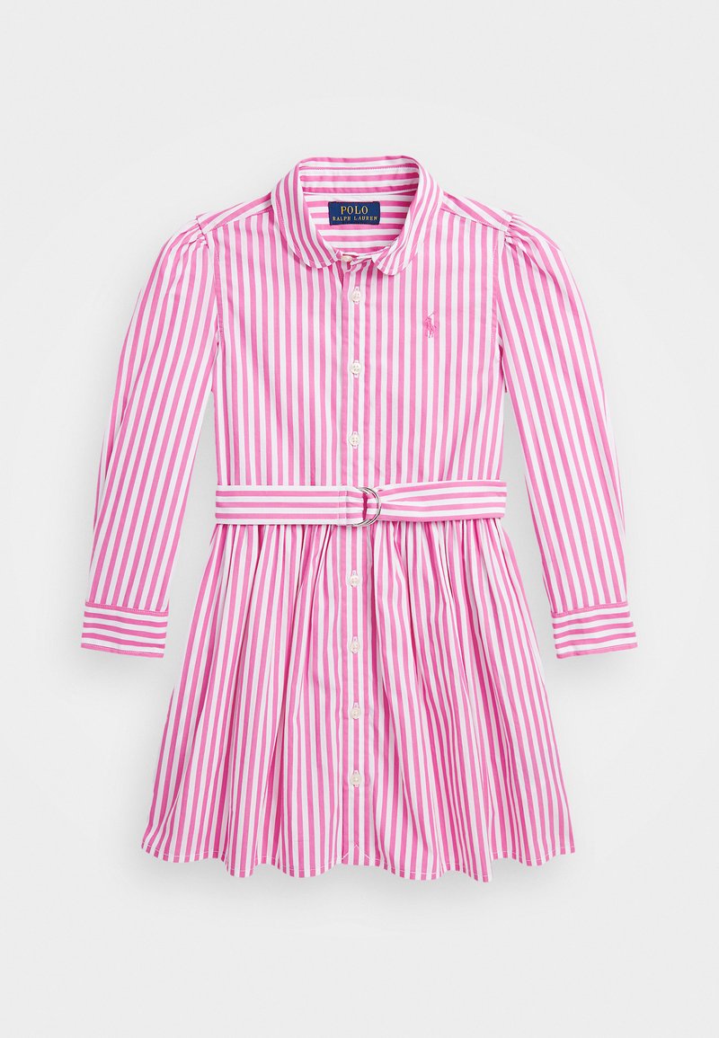 Polo Ralph Lauren STRIPED BELTED COTTON POPLIN SHIRTDRESS - Paitamekko - pink/white