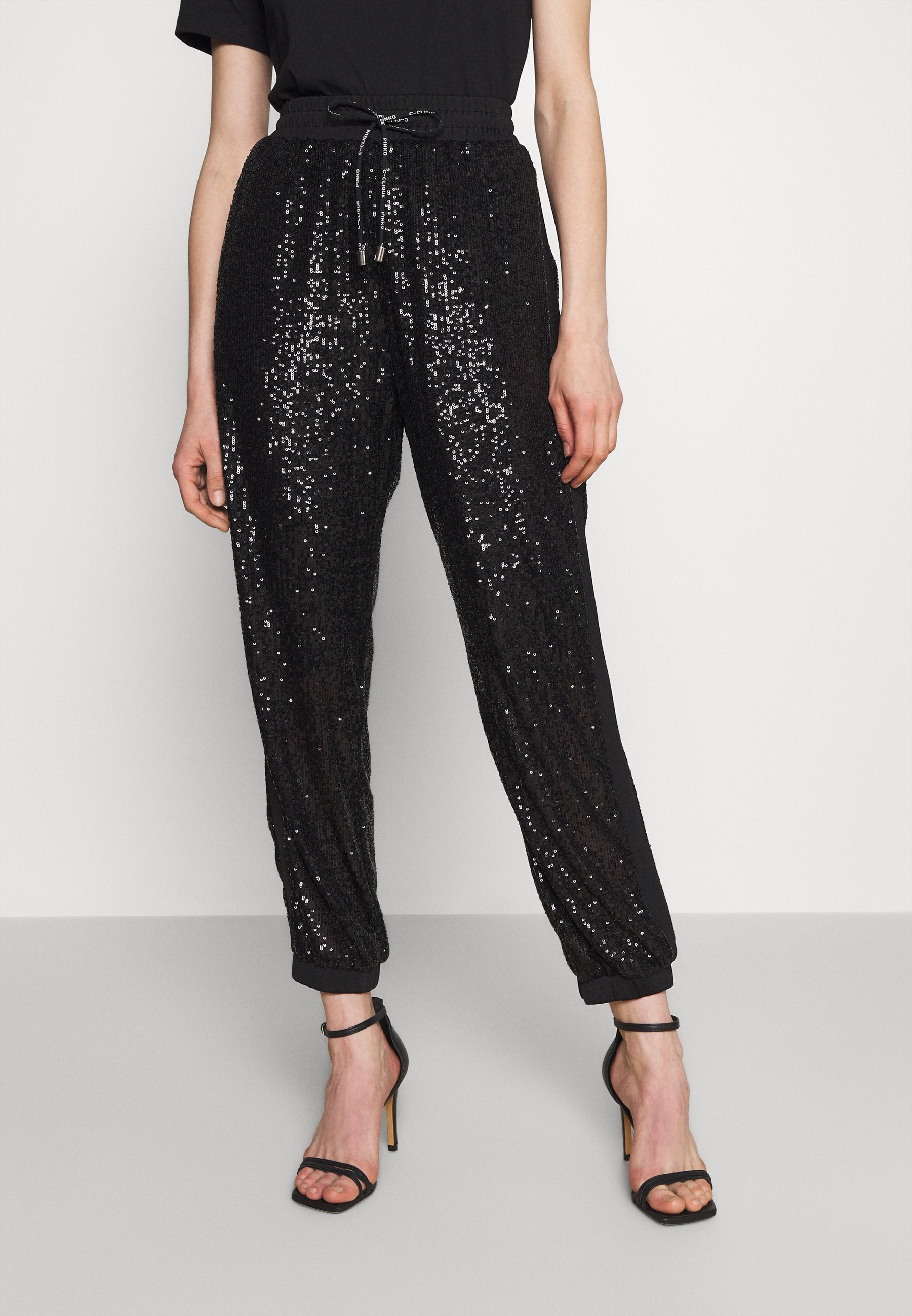 Pinko LAMBADA JOGGING FULL PAILLETTES - Pantaloni - black/nero - Zalando.it