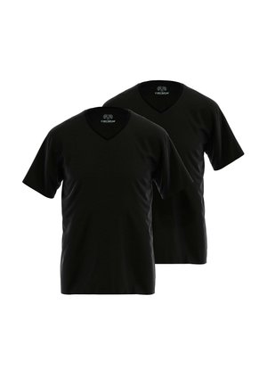 2ER PACK - Basic T-shirt - schwarz dunkel uni