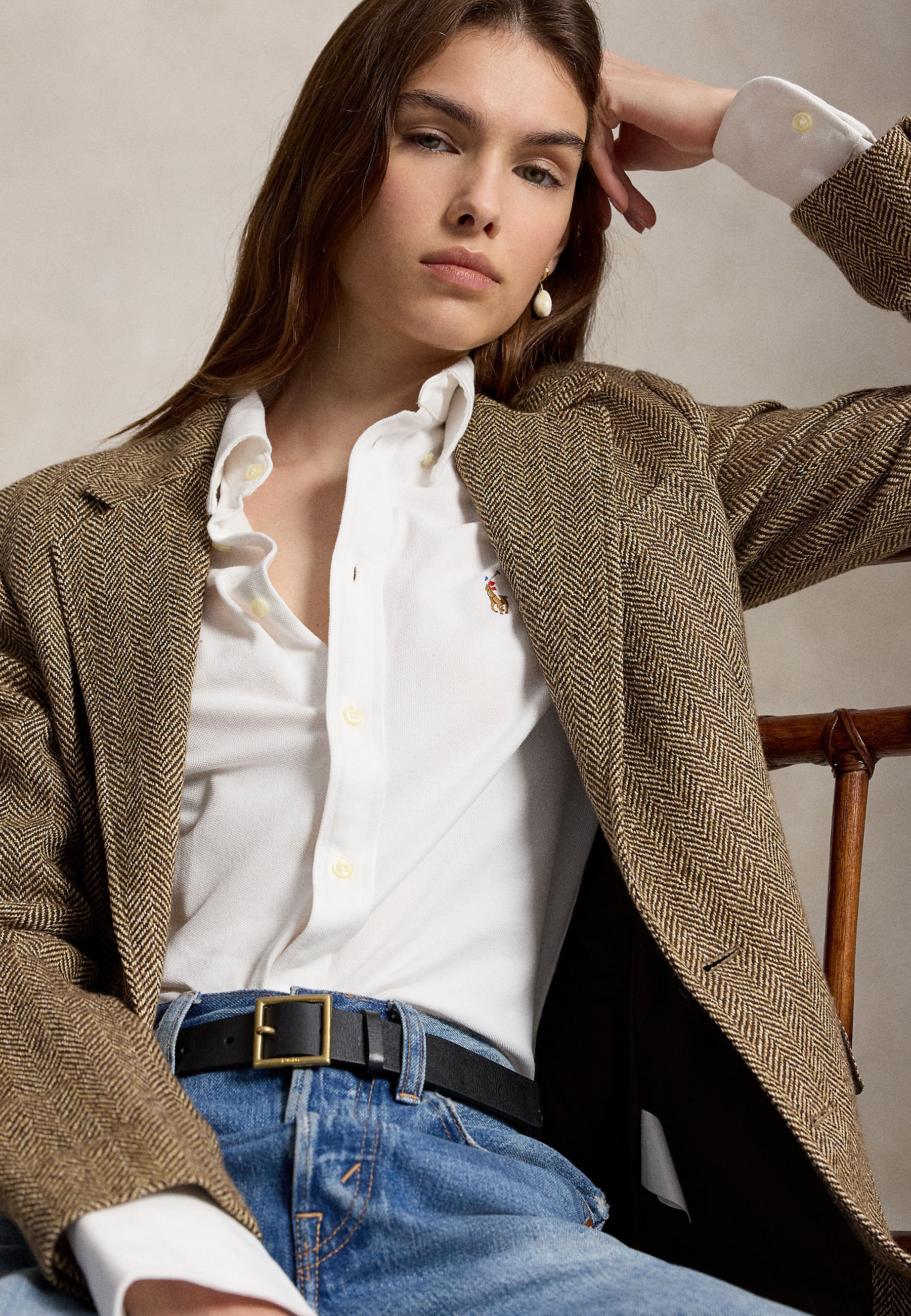 LAUREN Ralph Lauren HEIDI ミュール 6B Polo Ralph Lauren HEIDI LONG SLEEVE - Button-down blouse - white