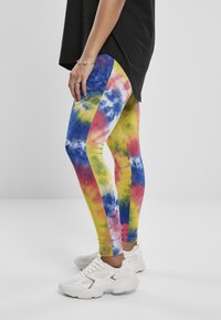 Urban Classics TIE DYE HIGH WAIST  - Leggings - Byxor - royalblue/brightyellow