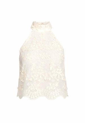 THE-ARE, TOP DE MUJER HALTER CON BORDADO FLORAL - Top - crudo