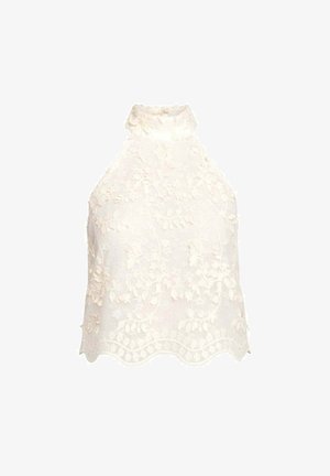 THE-ARE, TOP DE MUJER HALTER CON BORDADO FLORAL - Top - crudo