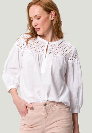 MIT BRODERIE ANGLAISE - Camiseta de manga larga - white