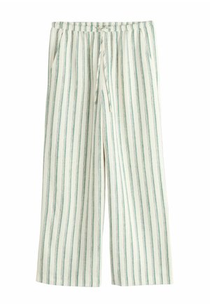 STRIPE WIDE LEG - Broek - green ecru