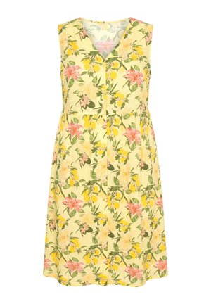 MIAMODA, MIDIKLEID, ÄRMELLOSE A-LINIE, ZITRONEN-MUSTER - Skjortekjole - sorbet yellow