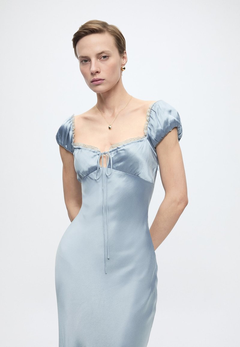 princess polly baby blue dress Sloane Satin Maxi Dress - Light Blue