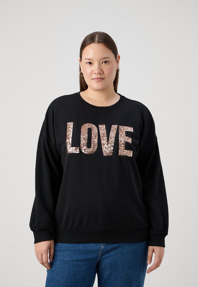 ONLY Carmakoma CARKATYA LOVE O NECK  - Mikina - black