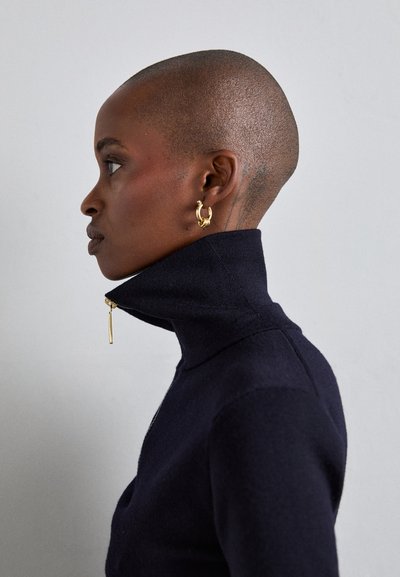 Victoria Beckham HALF ZIP HIGH NECK - Striktrøje - ink blue