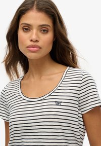 Superdry & Co SCOOP NECK - Camiseta estampada - optic eclipse navy stripe