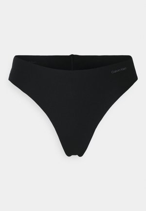 Zwarte bikini onderkant van een gladde, elastische stof. Heeft een minimaal ontwerp en een lage snit. Subtiele logodetail op de tailleband.