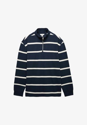 Marks & Spencer, WAFFLE STRIPED HALF ZIP - Sudadera - navy