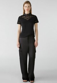 Oui MIT SPITZE - T-Shirt print - black