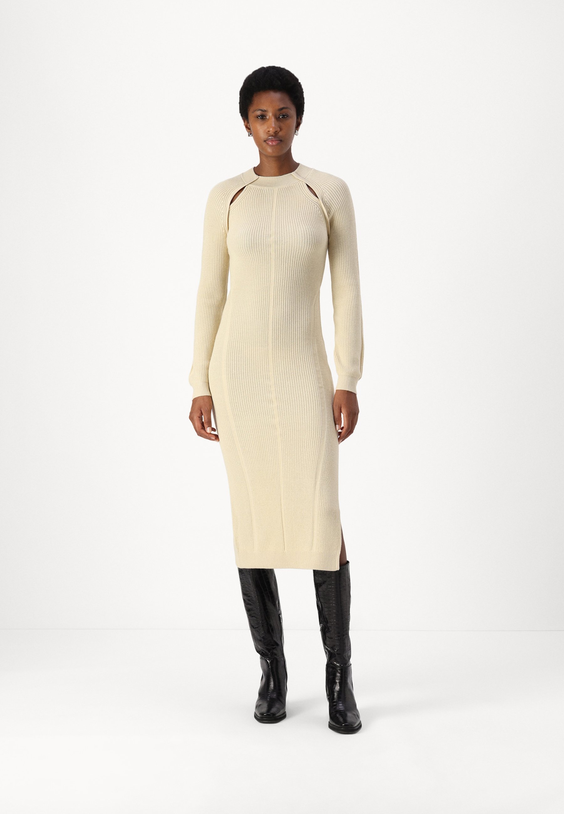 white knitted off shoulder dress Rhetta White Off The Shoulder Sweater Dress - XXL Size - Women's Dresses