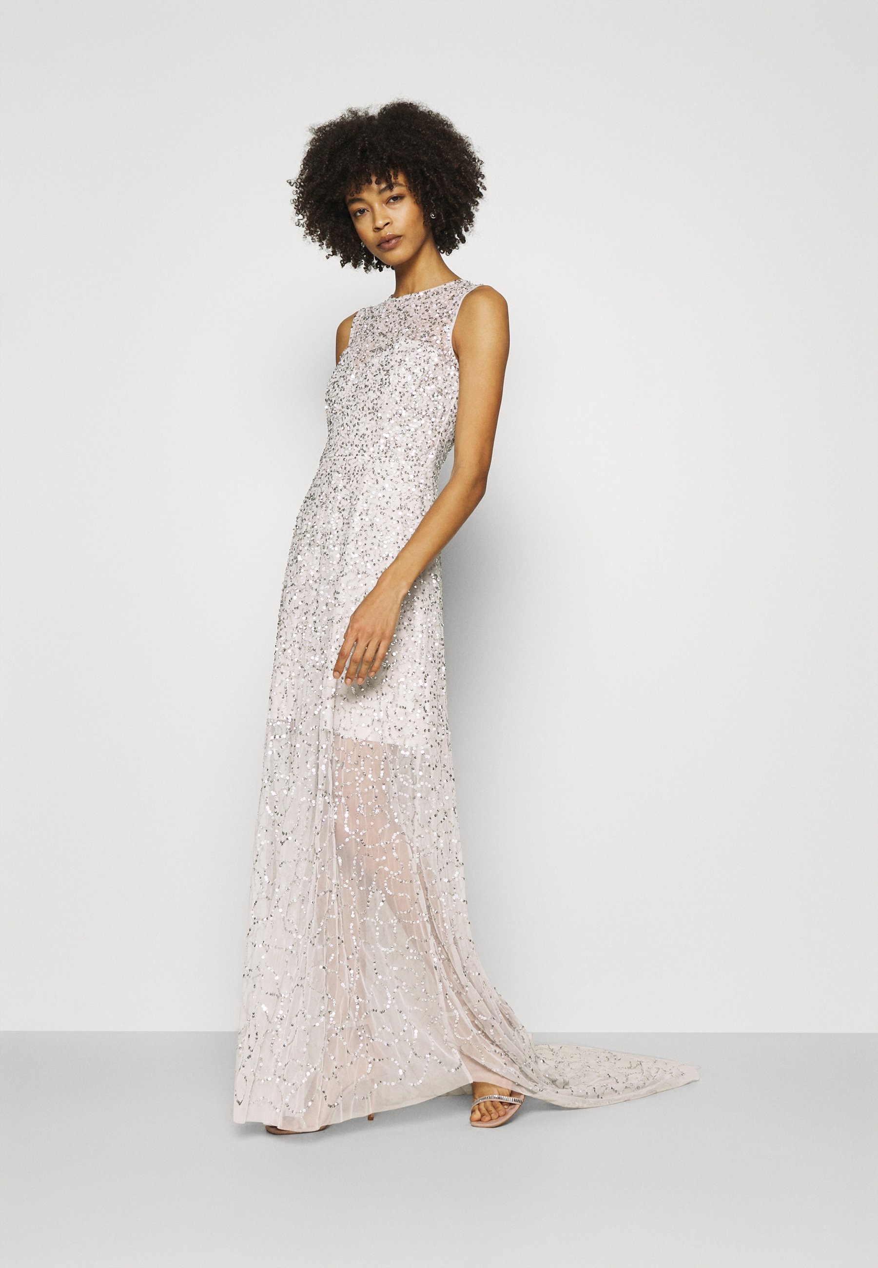 OVER EMBELLISHED MAXI DRESS WITH TRAIN 
