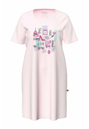 Ulla Popken, T-SHIRT DRESS, FASHION PRINT, SWEETHEART NECKLINE, SHORT SLEEVE - Nachthemd - rose