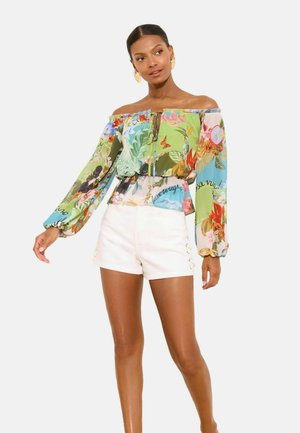 Lipsy, REGULAR FIT - BARDOT PUFF SLEEVE BLOUSE . - Blouse - green tropical print
