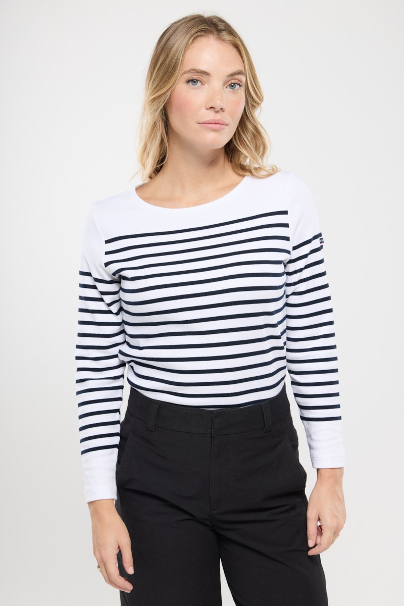 T-shirt Marinière Armorlux Femme - Taille 1 - Coton Rayé Bleu Et Blanc - Occasion Très Bon état