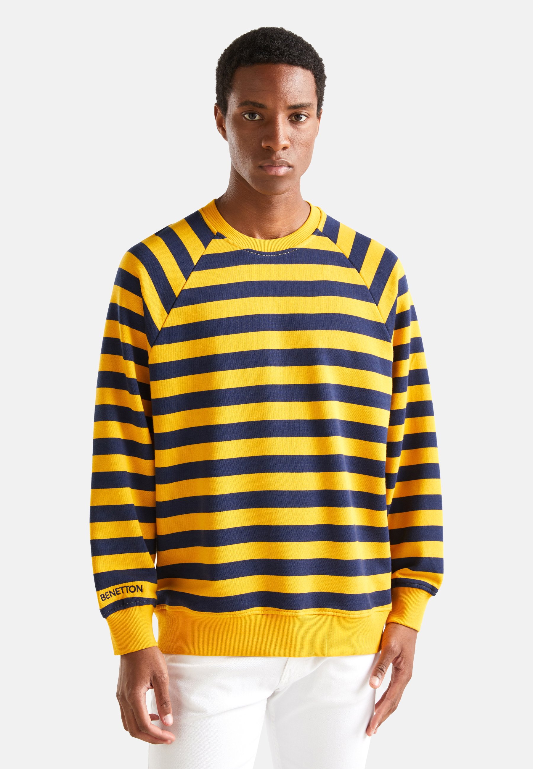 United Colors of Benetton STRIPED CREW-N - Sweatshirt - yellow/dark yellow  - Zalando.de