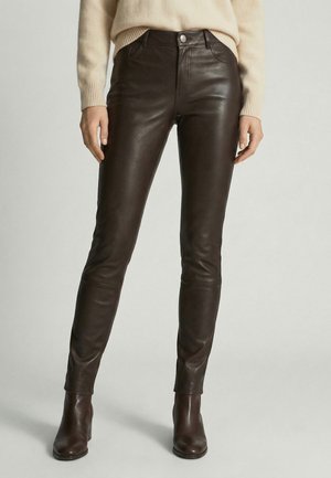 STRETCH - Leren broek - braun