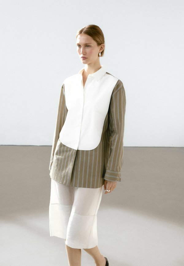 STRIPED - Button-down blouse - BEIGE