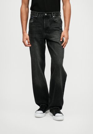 Calças de ganga de perna direita - minimal washed black