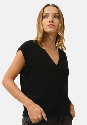 VIVIANA 4-PLY V-NECK SWEATER - T-Shirt basic - black