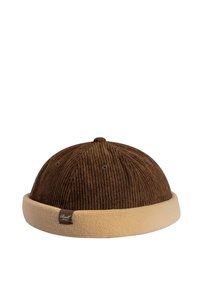 Unselected, dark brown cord beige fleece