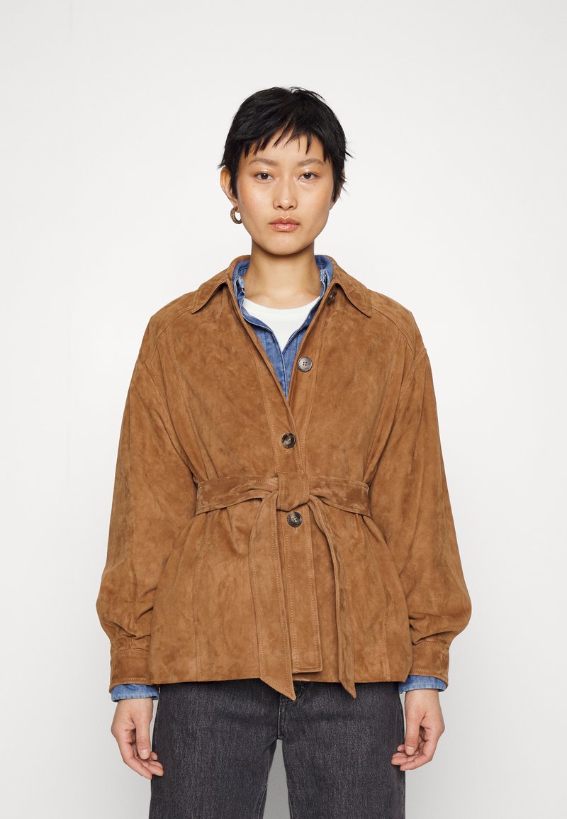 WEEKEND MaxMara POLDER Leather jacket terra/brown Zalando.ie