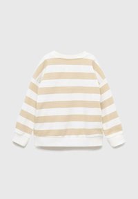 Felpa a righe beige e bianche con scollatura arrotondata, maniche lunghe e polsini a costine. Tessuto morbido con vestibilità rilassata.