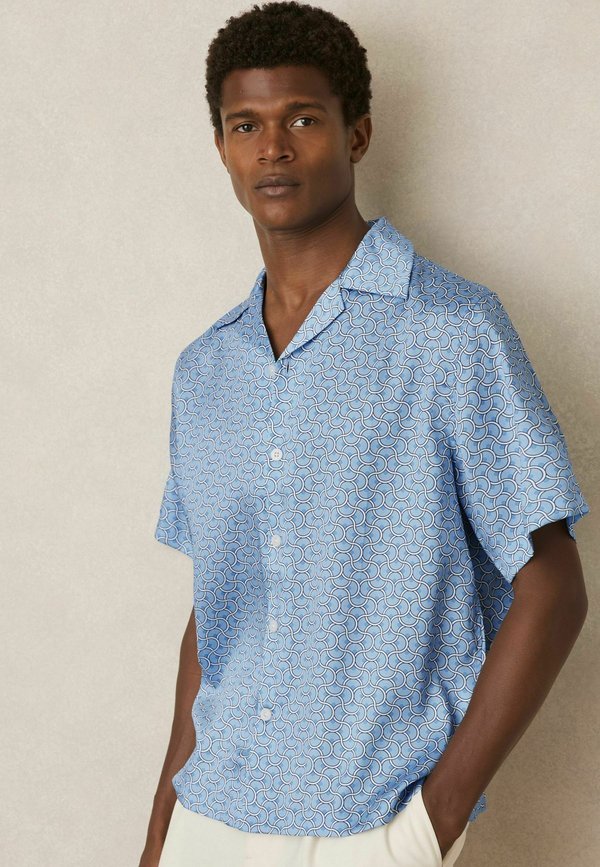 REGULAR FIT - BARELLA GEOMETRIC WAVE PRINT CUBAN  - Hemd