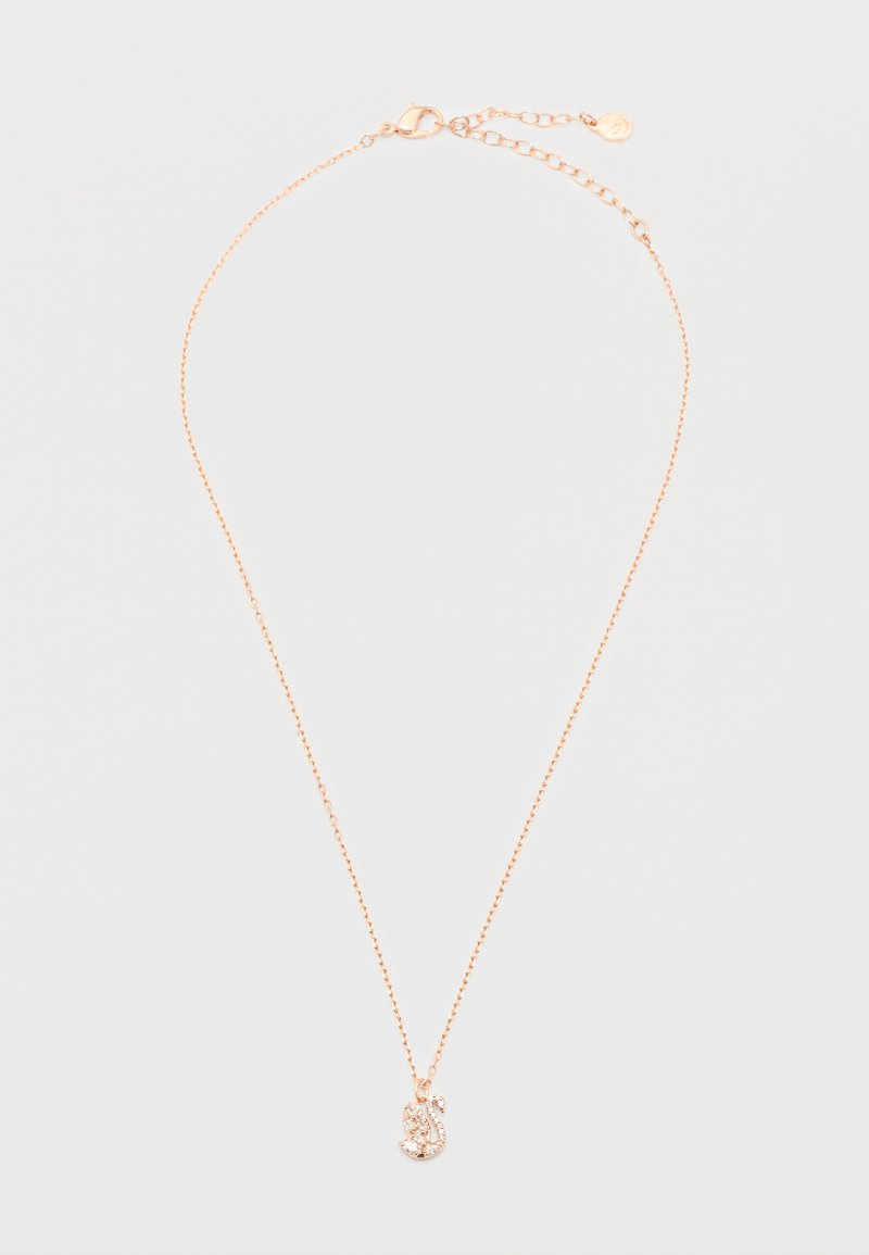 Λεπτή κολιέ αλυσίδα από ροζ χρυσό με μενταγιόν σε σχήμα κύκνου διακοσμημένο με μικρά διαυγή κρύσταλλα.