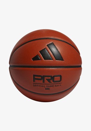 Pomarańczowa piłka koszykowa z teksturowaną powierzchnią, czarnymi akcentami i logo. Nadruk tekstowy "PRO" oraz "OFICJALNA PIŁKA MECZOWA" z rozmiarem 29.5.