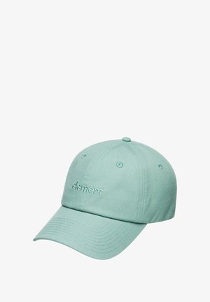 Mint green cotton baseball cap with embroidered "element" logo, six panels, curved brim, and ventilation eyelets.