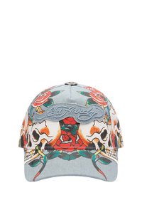 Ed Hardy UNISEX SKULL ROSE DENIM 6 PANEL VINTAGE WASH APPLIQUE - Gorra - mid blue