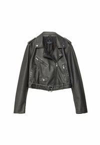 Stradivarius Chaqueta de cuero sintético - black