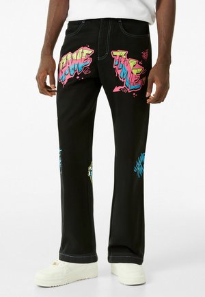 WIDE LEG - Trousers - black