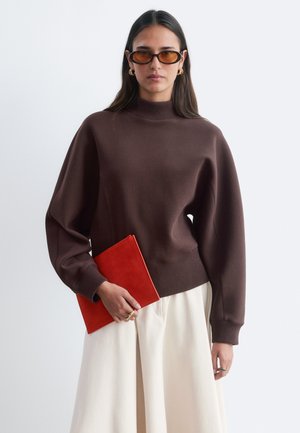 & OTHER STORIES, & OTHER STORIES MOCK NECK SCUBA SWEATSHIRT - Sweatshirt - dark brown