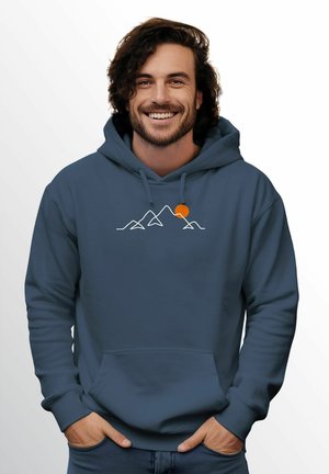 FRONTPRINT LINE-ART BERGE WANDERN NATUR OUTDOOR FASHION - Hoodie - indigo blue