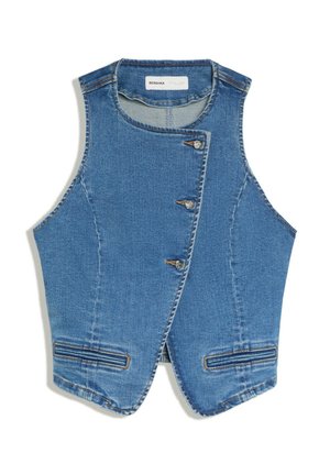 Bershka, DENIM BUTTONED - WAISTCOAT - Veste sans manches - light blue