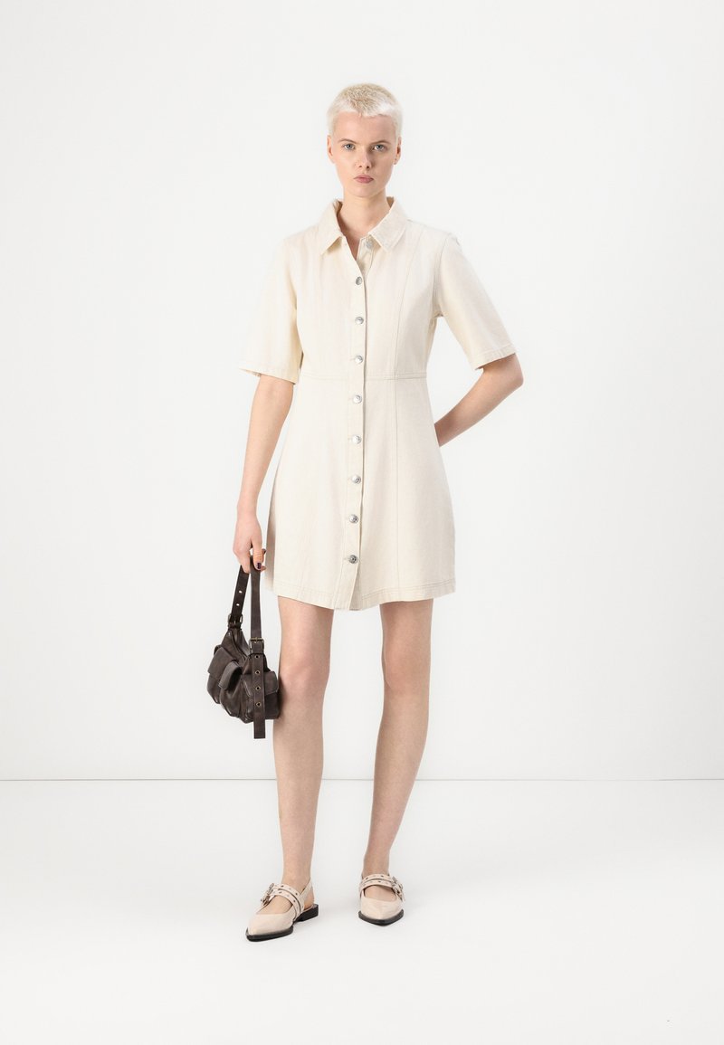 ONLY ONLSILLA SHORT BUTTON DRESS - Denim dress - ecru/off-white -  Zalando.co.uk