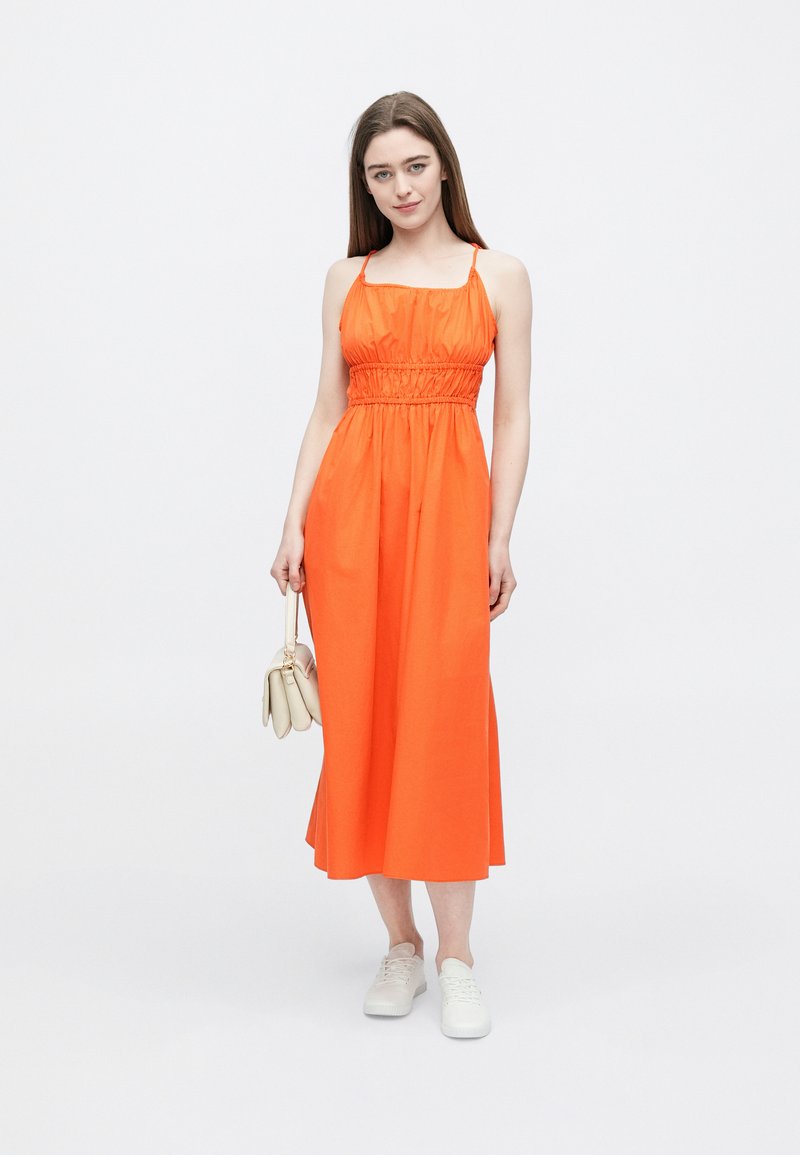 Tommy Hilfiger SMOCK STRAP DRESS - Day dress - brilliant orange/orange