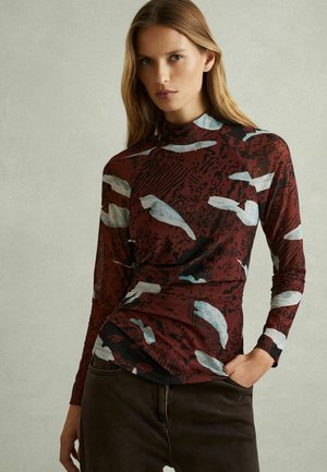 VANNA PRINTED RUCHED - Top s dlhým rukávom - burgundy