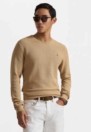 KNIT COTTON CREWNECK SWEATER - Džemper - camel melange